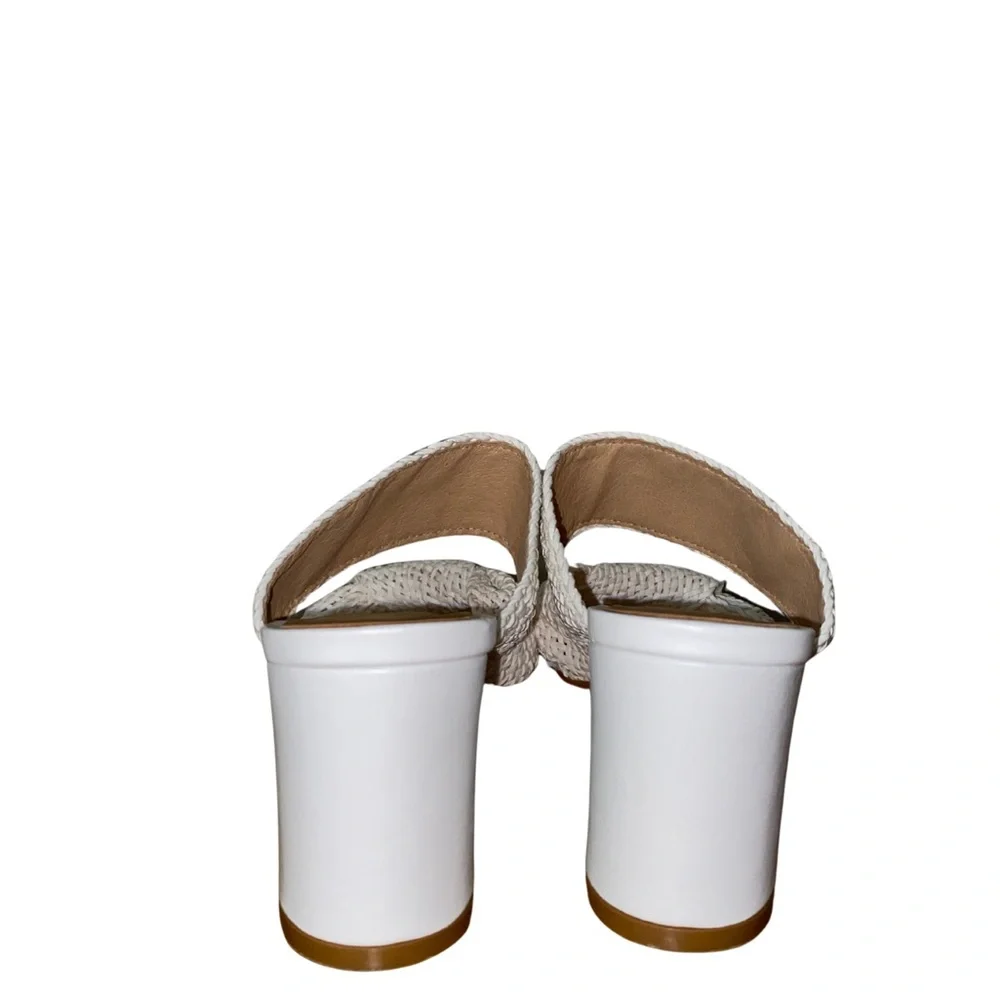 Anthropologie Woven Slide Sandals EU36 Cream 3in Heel 8.5in‎ Light Wear